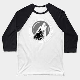 Wolf Howling At The Moon Black Baseball T-Shirt